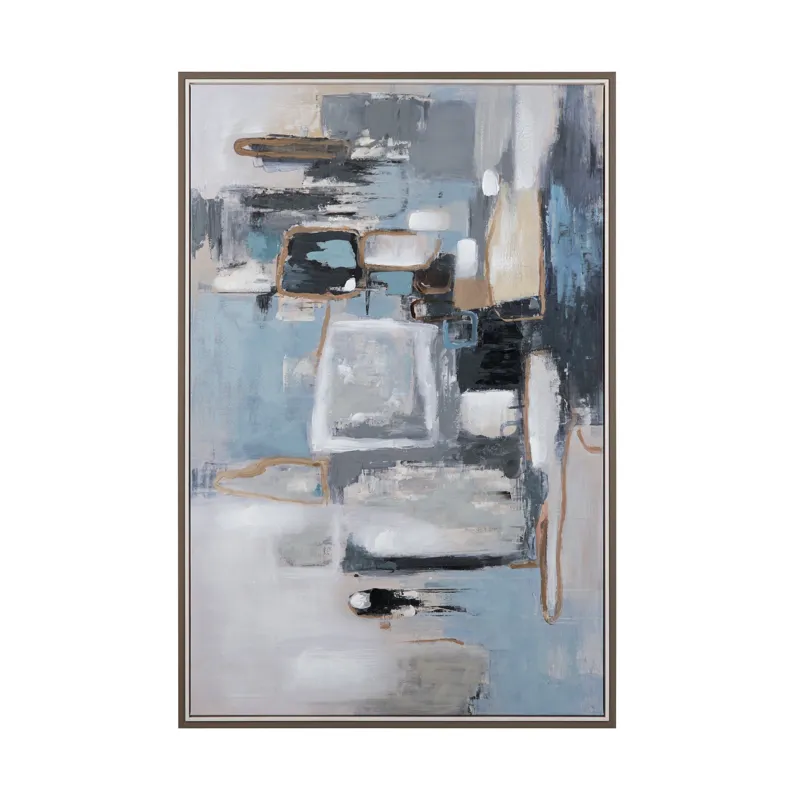 Blue Mirage Abstract Framed Canvas Wall Art