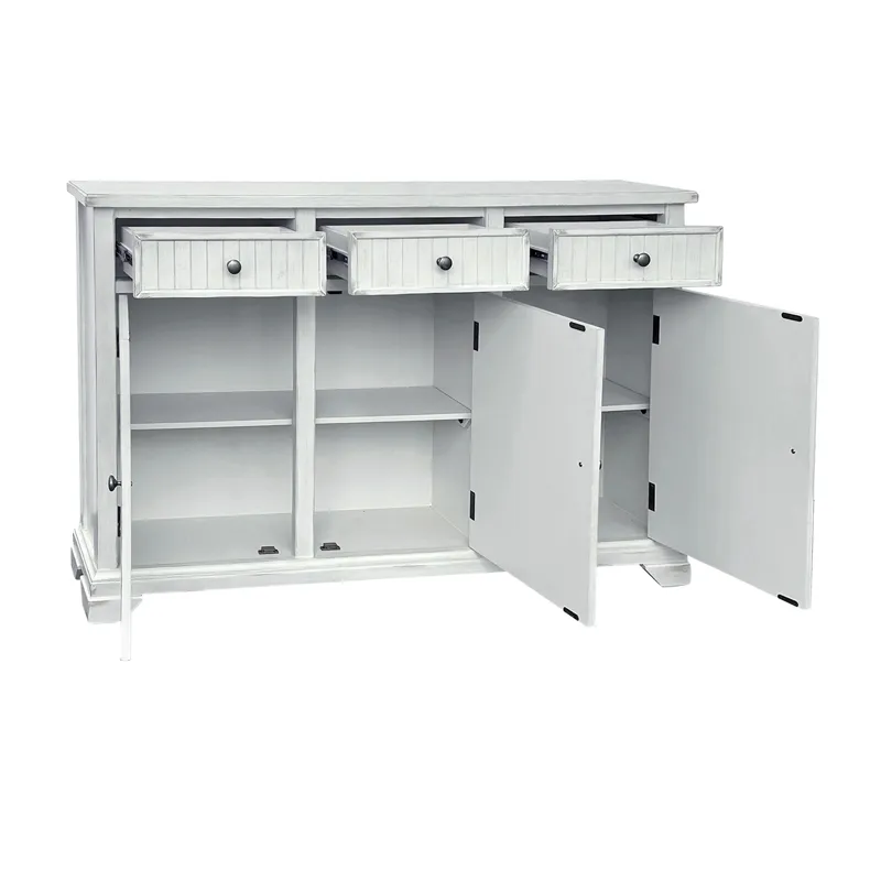3-door, 3-drawer White Sideboard/credenza