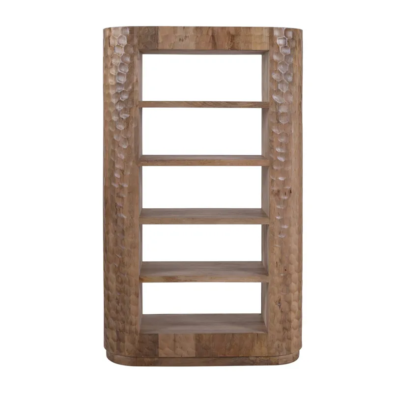 80 In. Rectangle Brown Solid Wood Grain 5 Shelf Etagere/bookcase