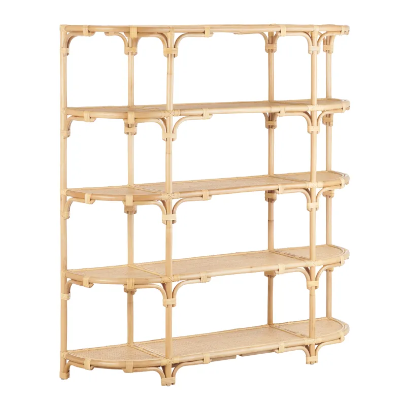 63.25 In. Tan Raffia 4 Shelf Etagere/bookcase