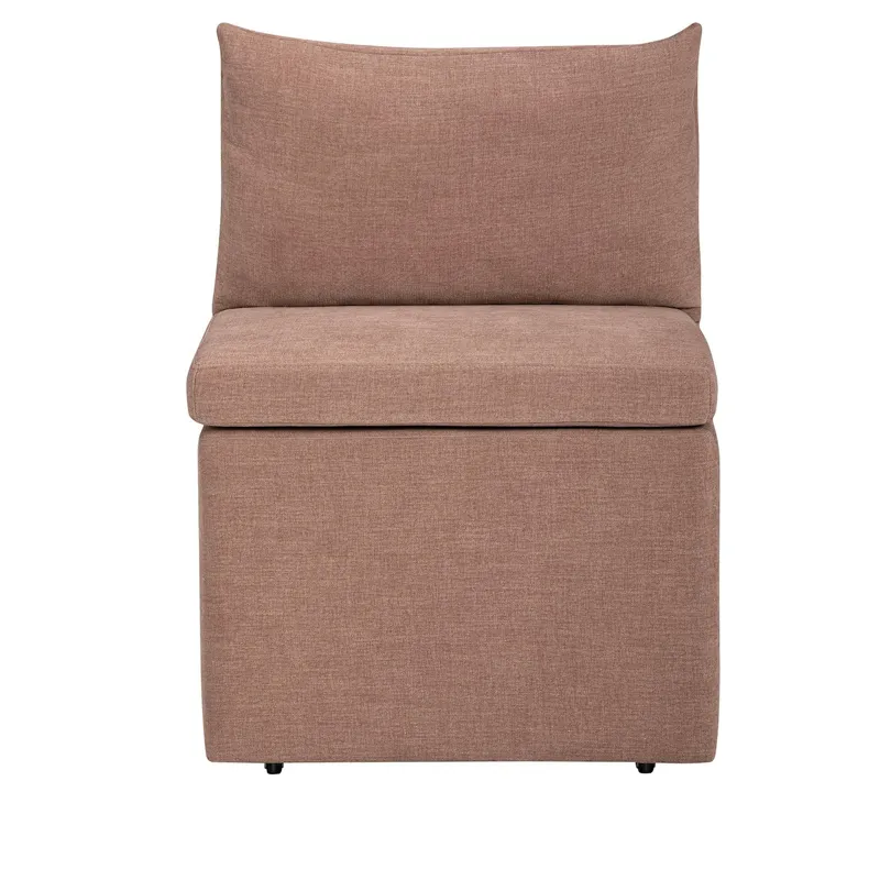 Set Of 2 Rust Upholstered Dining Chair With Castors