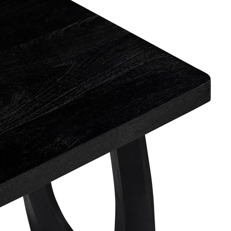 Square Solid Wood Black Wood Grain Accent/end Table