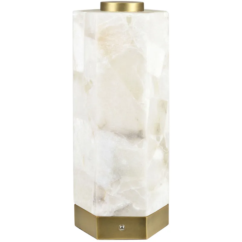 Gold Metal Accent Table Lamp With White Marble Shade