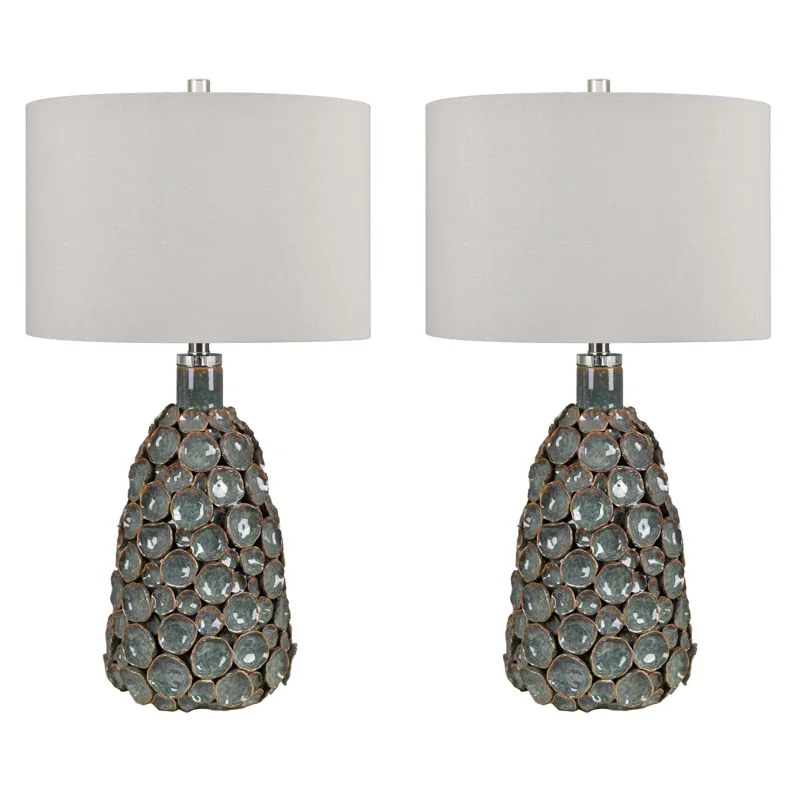 Set Of 2 Ceramic Table Lamp With Linen Shade