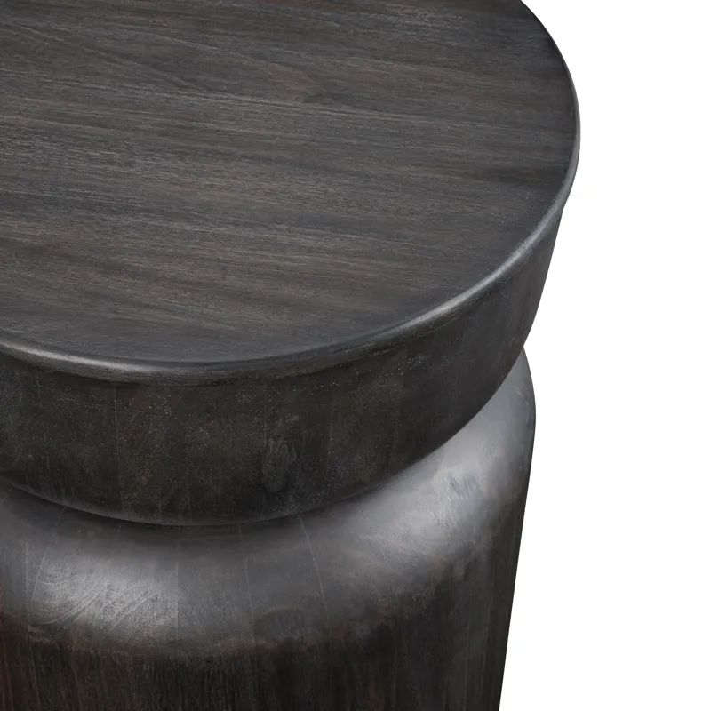 Round Brown Wooden Accent End Table