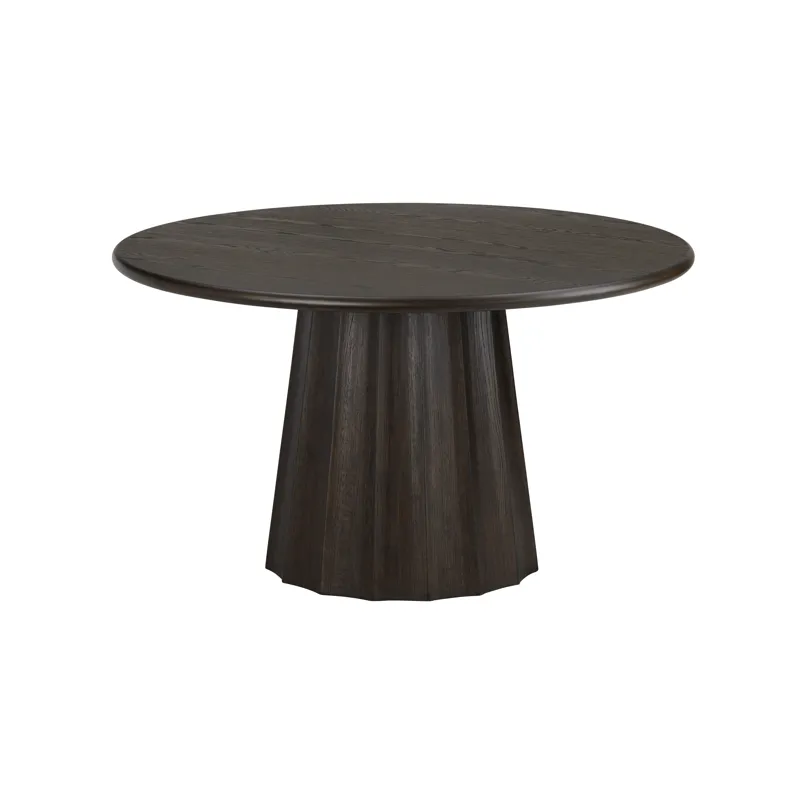 Round Dark Brown Wood Dining Table