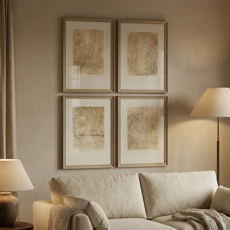 Sepia Woodlands 4-piece Landscape Wall Art Set