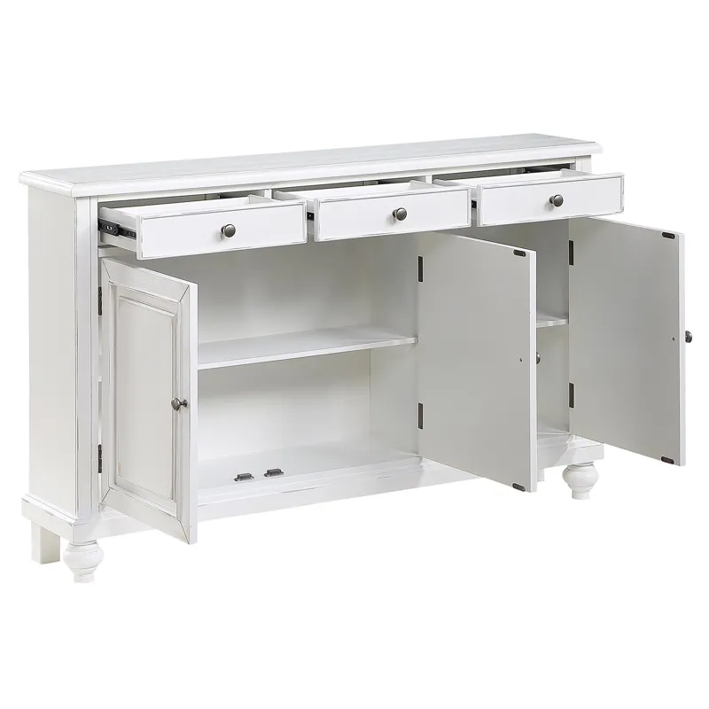 3-door, 3-drawer White Sideboard/credenza