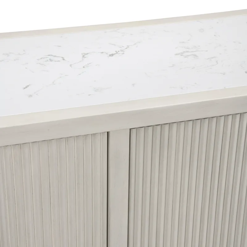 W Cream Wooden Four Door Credenza Sideboard