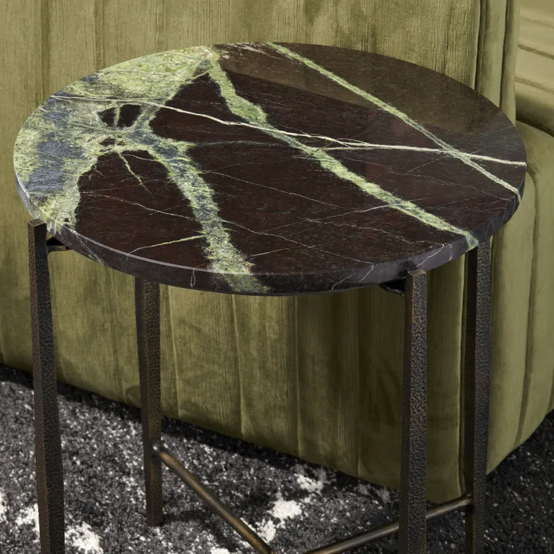 Round Green Marble Accent/end Table