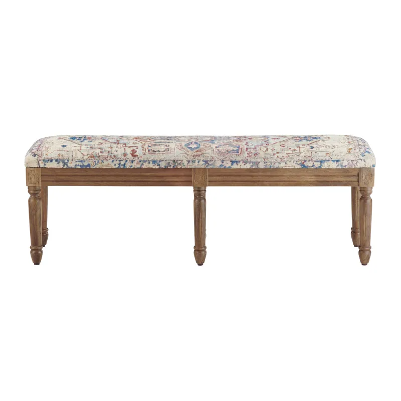 55.5 In. Multi-color Upholstered Accent Bench With Solid Wood Frame