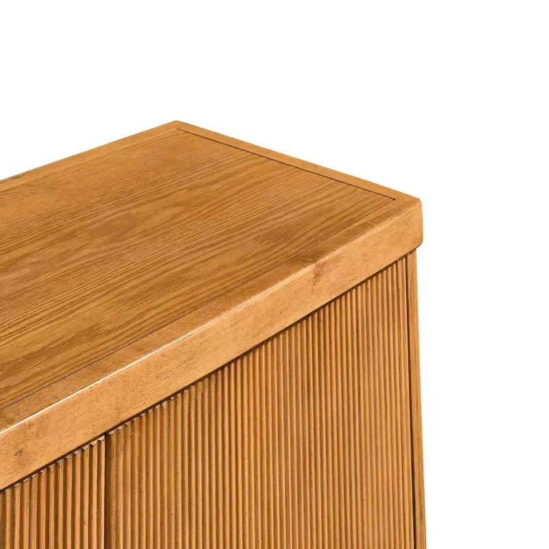 80 In. Tan Wood Grain 4-door Media Credenza/sideboard