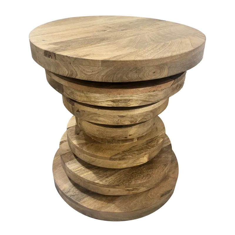 Solid Wood Round Natural Accent/end Table
