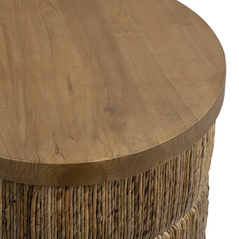 2 Pc Teak Wood Brown Storage Tables