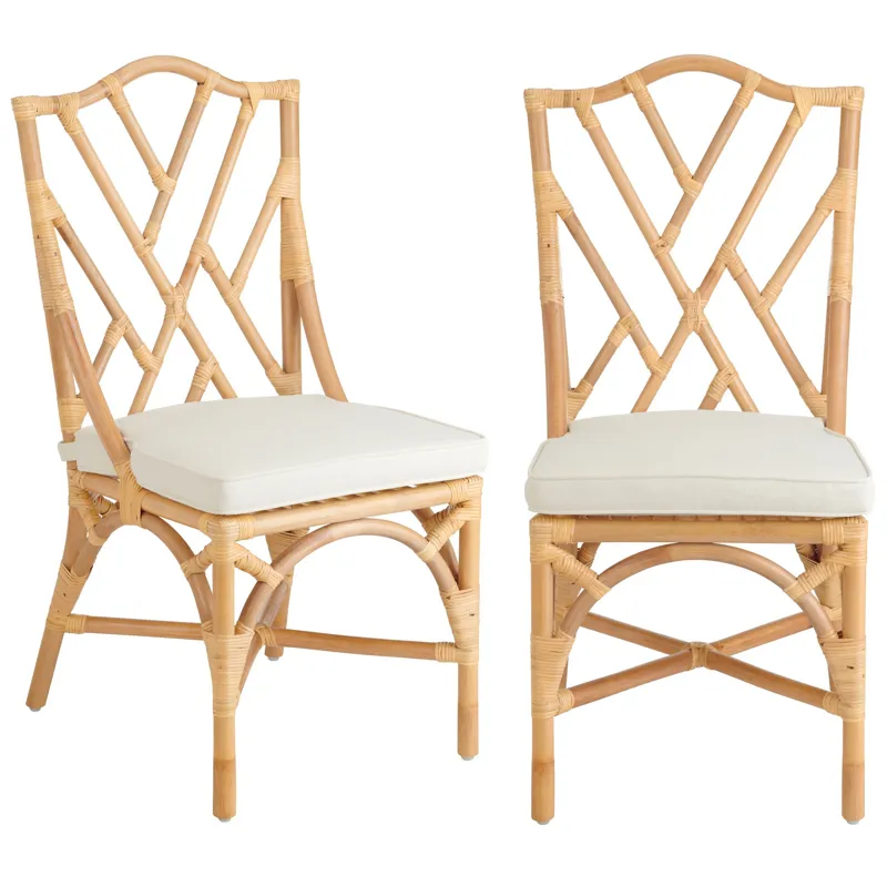 Set Of 2 Capri Cane/rattan Dining Chairs With Cushion