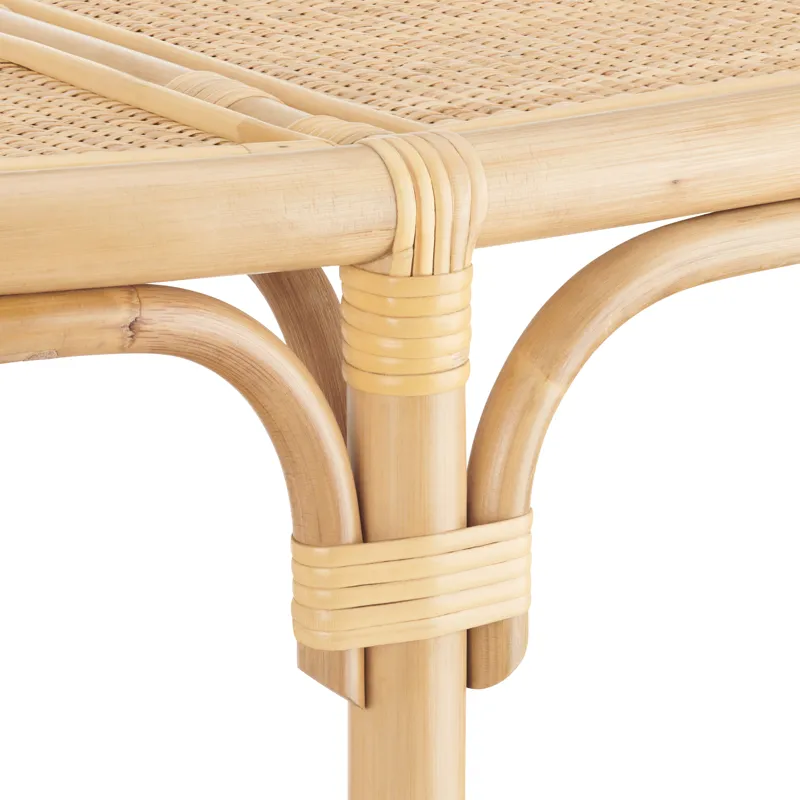 59.5 In Tan Raffia 3 Shelf Accent Console/sofa Table