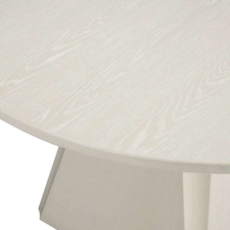 Round Cream Wooden Dining Table