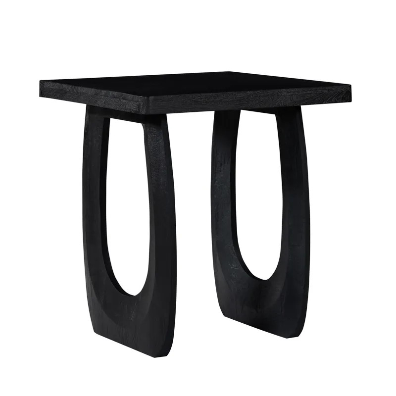 Square Solid Wood Black Wood Grain Accent/end Table