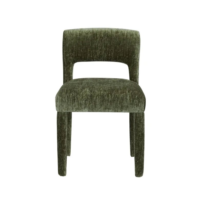 Set Of 2 Green Upholstered Dining Side Chairs