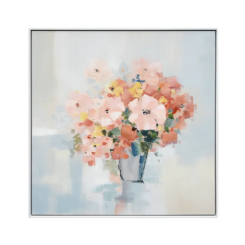 Blush Bouquet Textured Floral Framed Canvas Wall Art