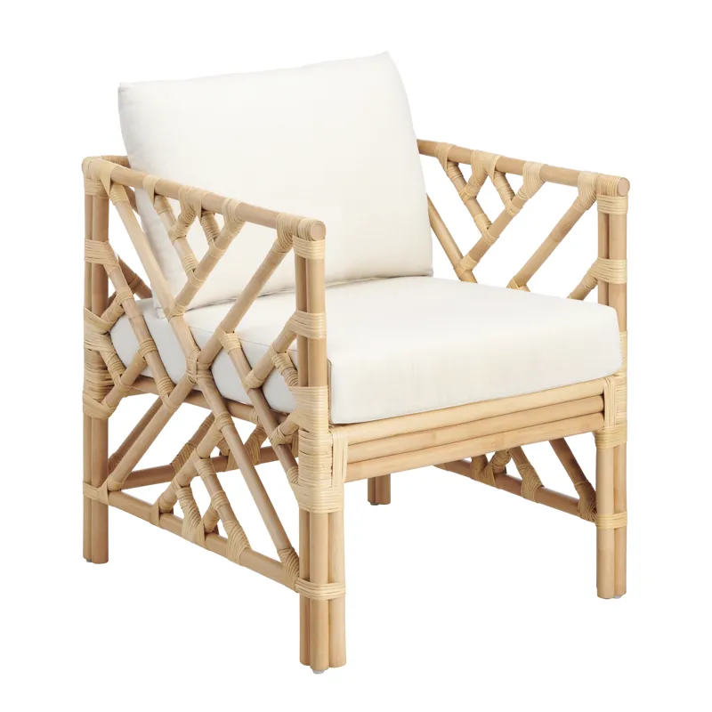 Upholstered Cane & Rattan Accent/arm Chair