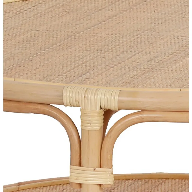 Tan Rattan Round Cocktail Coffee Table