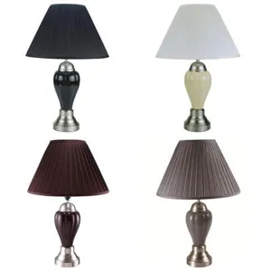 26" Porcelain Lamp, Satin Nickel