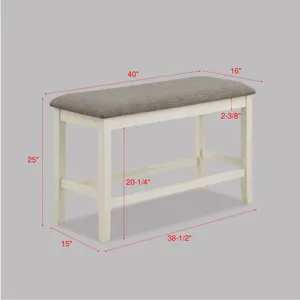 Dakota Counter Height Bench Chalk Grey