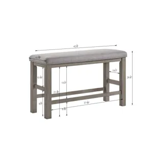 Renwick Counter Height Bench All Grey