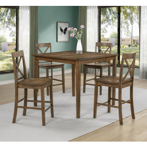 Theodore 5pk Counter Height Table Set Brown