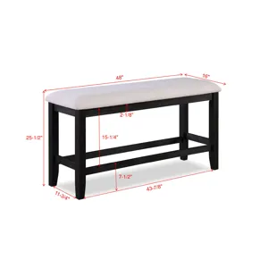 Regent Counter Height Bench Charcoal Black