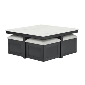 Marta Coffee Table W/4 Storage Ottomans