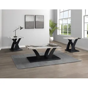 Zion 3pk Faux Marble Cocktail Set Brn