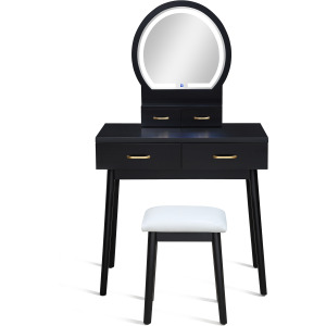 Cecilia Vanity Table & Stool-black