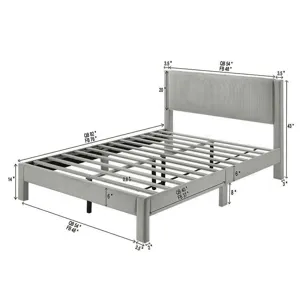 Lucia Queen Platform Bed Light Grey
