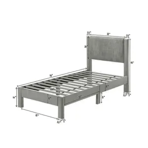 Lucia Twin Platform Bed Light Grey
