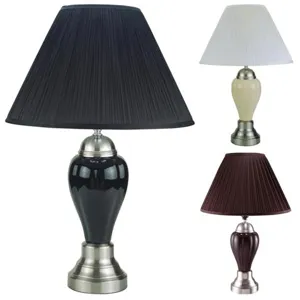 26" Porcelain Lamp, Stain Nickel