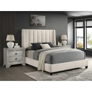 Agnes Queen Headboard/Footboard Boucle White