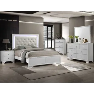 Lyssa Twin Led Headboard Footboard- Frost/oat Headboard