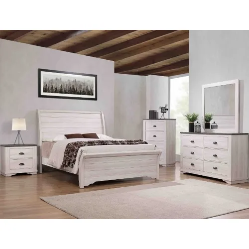 Coralee 5 PC Queen Bedroom Set - Chalk Grey