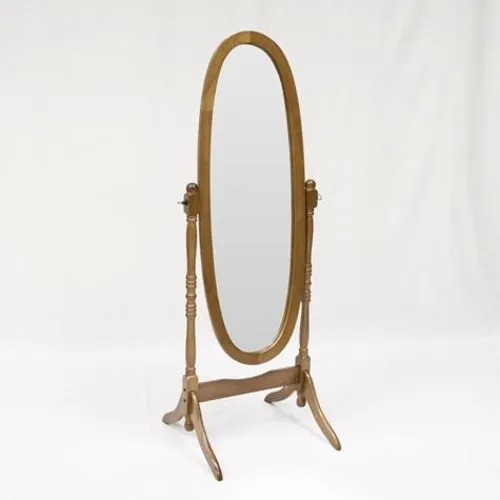Oak Finish Cheval Mirror