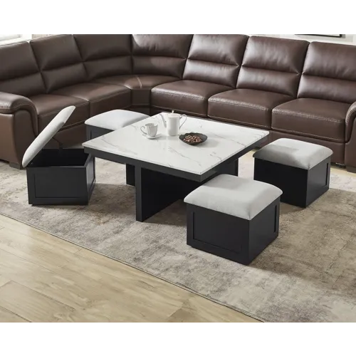 Marta Coffee Table W/4 Storage Ottomans
