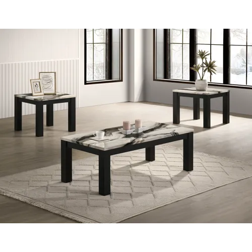 Ivy 3-pk Cocktail Set Faux Marble Brown