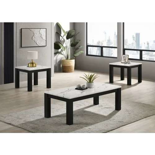 Ivy 3-pk Faux Marble White Cocktail Set