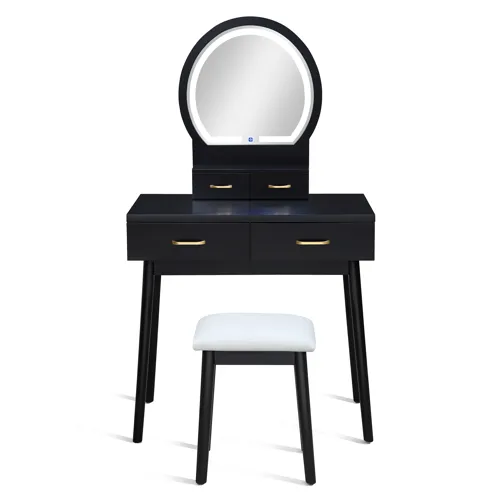 Cecilia Vanity Table & Stool-black