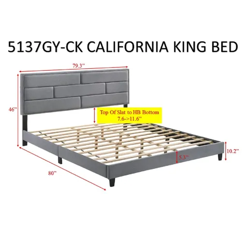 Flannery Cal King Platform Bed Grey