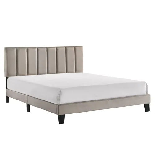 Lyric King Platform Bed Grey Velvet