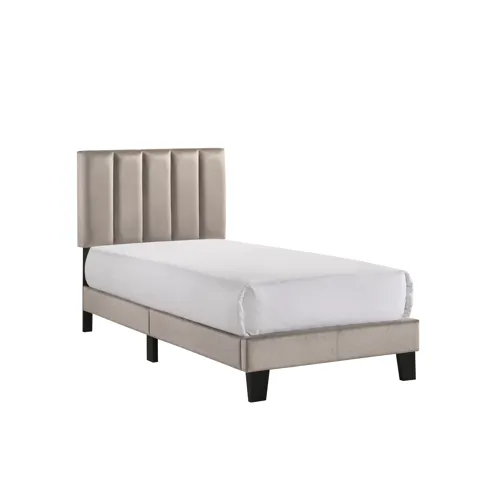 Lyric Twin Platform Bed Grey Velvet
