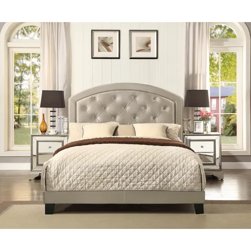 Gaby Full Platform Bed Adjustable Headboard Gold