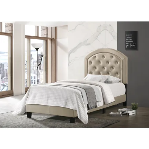 Gaby Twin Platform Bed Adjustable Headboard Gold